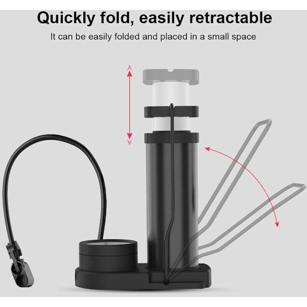 Cykelpump fotpump, mini bärbar golvluftpump kompatibel, cykelluftpump lämplig för alla ventiler