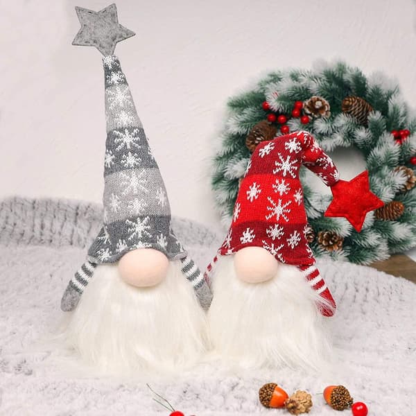 2-pack 11\" lysande jultomtar, batteridrivna lysande tomteleksak, vinterbordsdekoration, 15\"