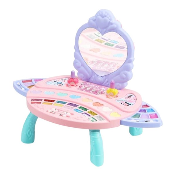 Små flickor låtsas sminkset Kosmetisk set Barn Skönhetssalong Set leksak med spegel-4