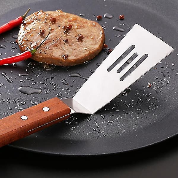 Med trähandtag Biffstek Spatel Flat Colander Shovel