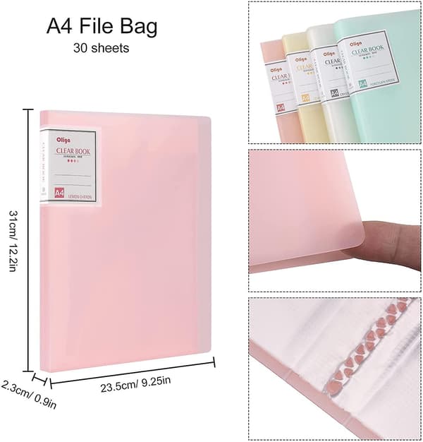 A4-presentationsmapp med transparenta fickor 30 fickmapp 4 stycken