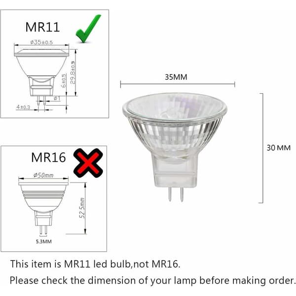 MR11 12V 35W halogenlampor GU4 spotbas 2800K varmvit, dimbar, 8-pack