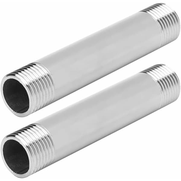 Nippel - Rustfrit stål rør- og rørfittings 98 mm BSP 3/4 han x han gevindrørfittings (2 stk.) (Størrelse: 3/4BSP)