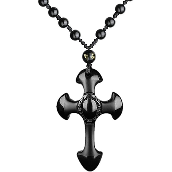Naturligt Obsidian Draken Vargen Räven Halsband Svart Ädelsten Buddha Yin Yang Amulett Skyddande Hänge Reiki Healing Kristaller Stenar Justerbara Pärlor Halsband