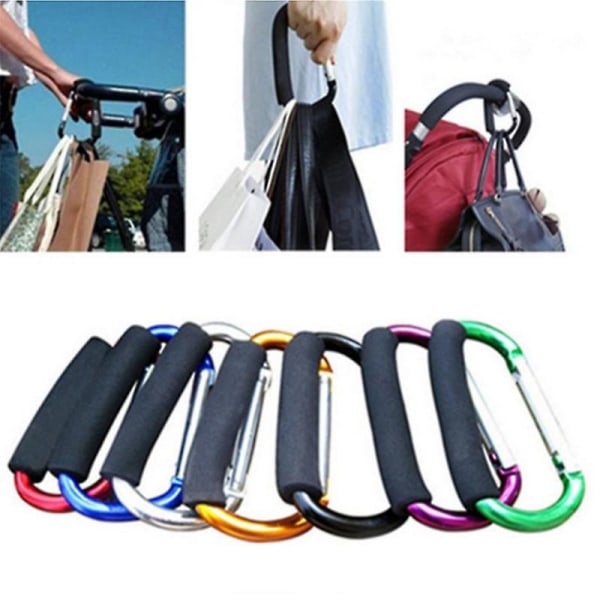 Karbinhake i aluminiumlegering Stor krok i aluminiumlegering för barnvagn och handväska i 7 färger