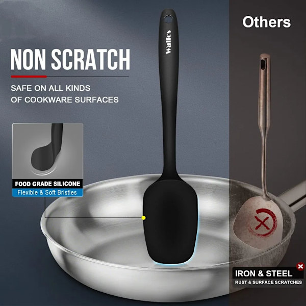 5-delars köksredskap i silikon, köksredskap i silikon, non-stick silikonspatel, köksredskap, svart
