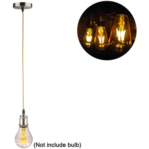 Industriel mini pendellampe Enkelt vintage base E27 lampeholder sort vævet stof pendel lysledning Justerbar hængelampesæt, stil 1