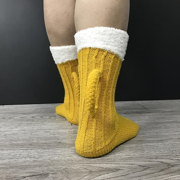3D-ölglasstrumpor Söta vintervarma golvstrumpor Unisex
