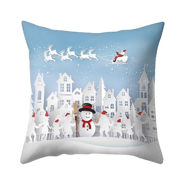 Jultryckt Kuddfodral Polyester Soffa Bil Kuddeöverdrag Heminredning 4st