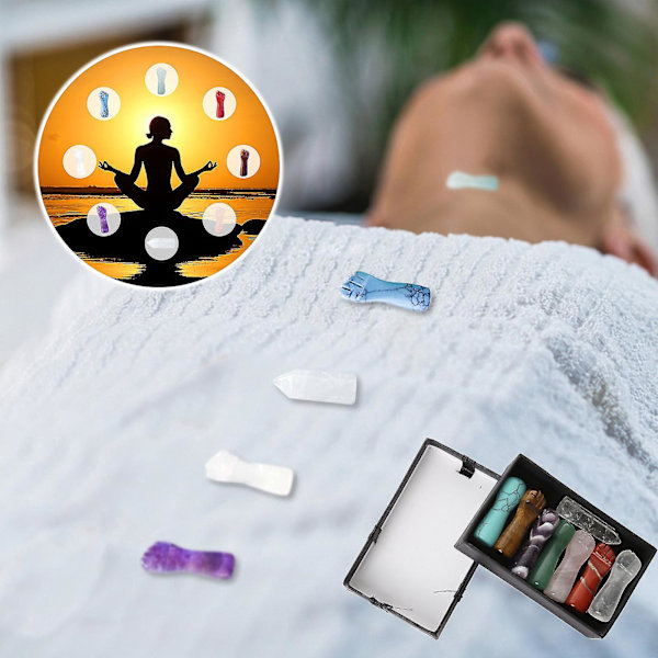 Chakra Tumskrapbräda Färgglad Set Öga Rhodolite Pulver Kristall Yoga Sten