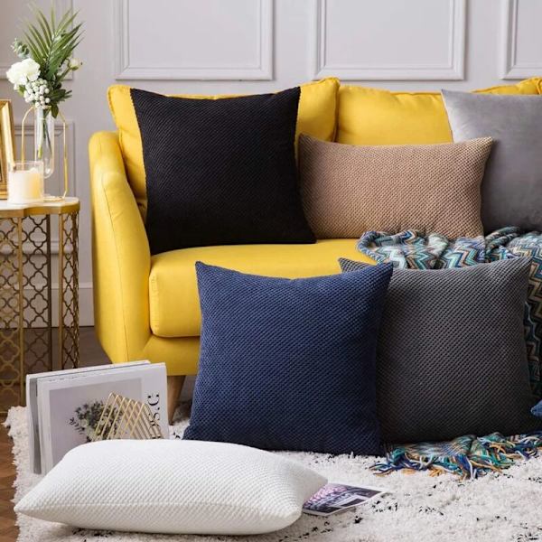 Set med 2 örngott Ananas Granulat Mjuk Solid Dekorativ Kvadratisk Örngott Kudde för Soffa Sovrum Bil 18x18 Tum 45x45cm Mörkblå