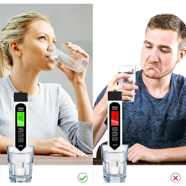 Digital Vattenkvalitetstestare 3-i-1 Termometer Vattenkvalitetstest Penna pH-mätare