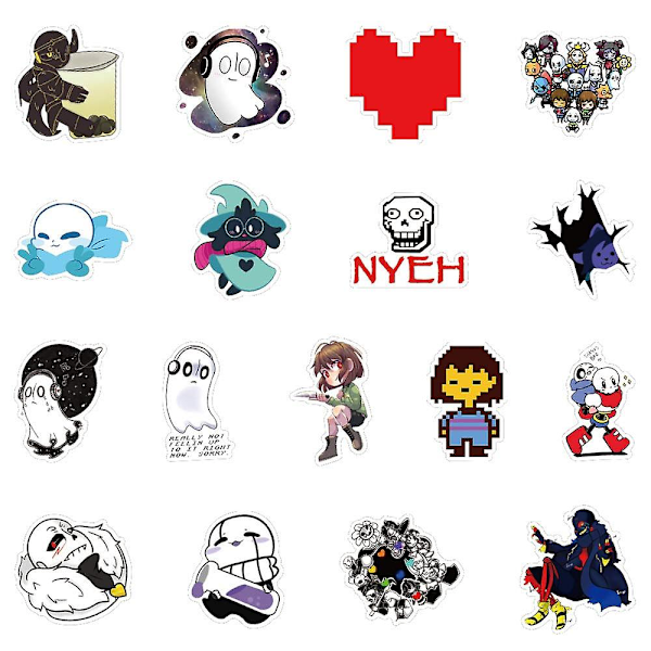 Undertale Tarratarrasarja | 50kpl Sans Undertale Vinyyli Vesitiiviitä Tarroja Kannettaville Tietokoneille PC Frisk Sans Au Gaster Undyne Flowey Tarra Teini-ikäisille Tytöille Aikuisten Di