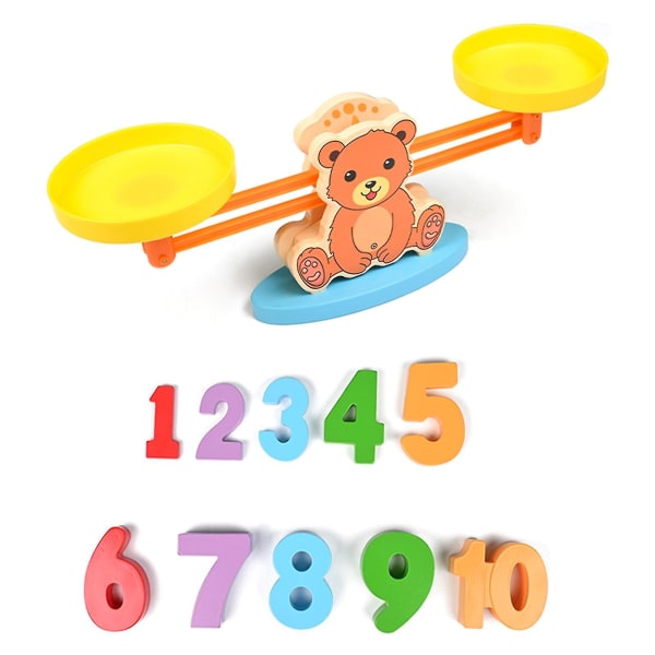 Träbjörn Digital balansvåg Leksakssäkert material Förälder-barn brädspel för toddler förskola Activity-4