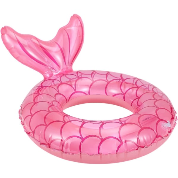 Uppblåsbar badring, sjöjungfru badring, vattenleksring, stor luftkudde, poolleksak rosa 110 cm