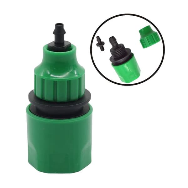 Hurtigkoblingsadapter med 1/4 (4 mm ID) eller 3/8\" (8 mm) forbindelse til vandede haveudstyr, 1 stk.