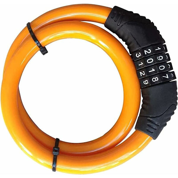 Cykellås ?? 4-cifret kombination, langt kabel 60 cm diameter 11 mm, til cykel scooter, assorteret farve (11X600mm)