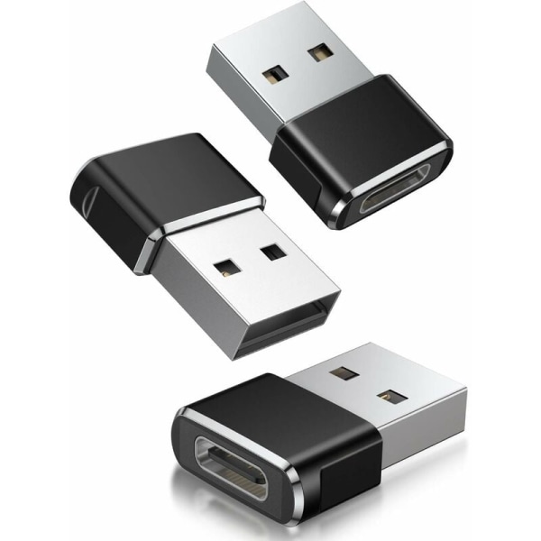 USB C Hun til USB A Han Adapter 3-Pack-Type C USB A Oplader Konverter til Apple Watch 7, iPhone 11 12 13 Pro Max SE 3,14, iPad Air 5 Mini 6,8