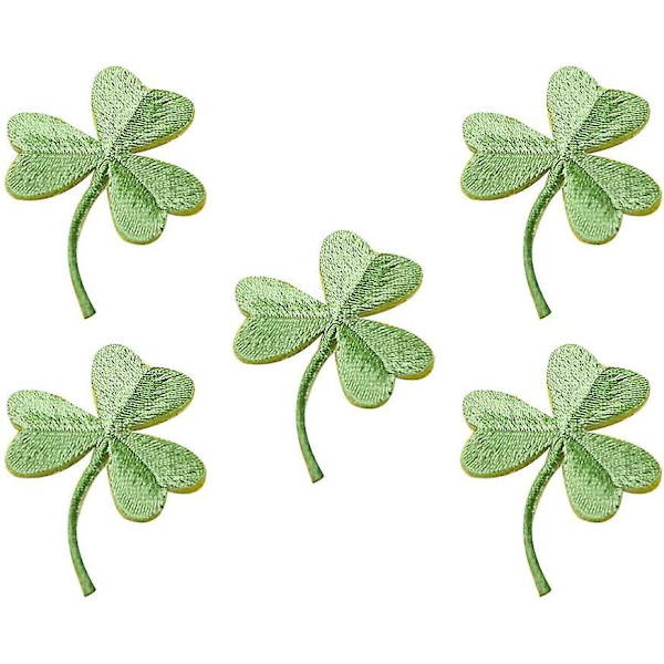 5 st irländska fyrklöver broderimönster St. Patrick japansk stil lyckobringande fyrklöver och järnsömnadsstil 1