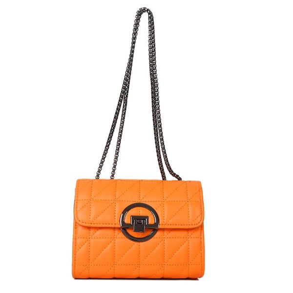 Liten quiltad plånbok Crossbody-väska för kvinnor med kedjerem Mode kvinnlig tonårsflicka Orange