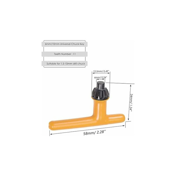 Universal Chuck Wrench Set T-formad borr slagverktyg skiftnyckel ersättning chuck reparationstillbehörssats för 6 mm chuck