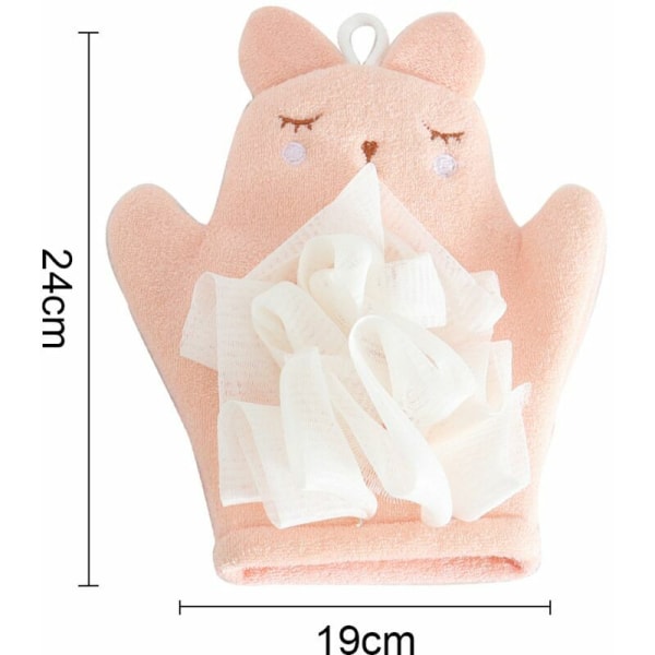 Badhandduk för barn med dubbla användningsområden Tecknad svamp Baby Bomb Badhandskar Badkarskrubbnät Skummande ryggartefakt - rosa