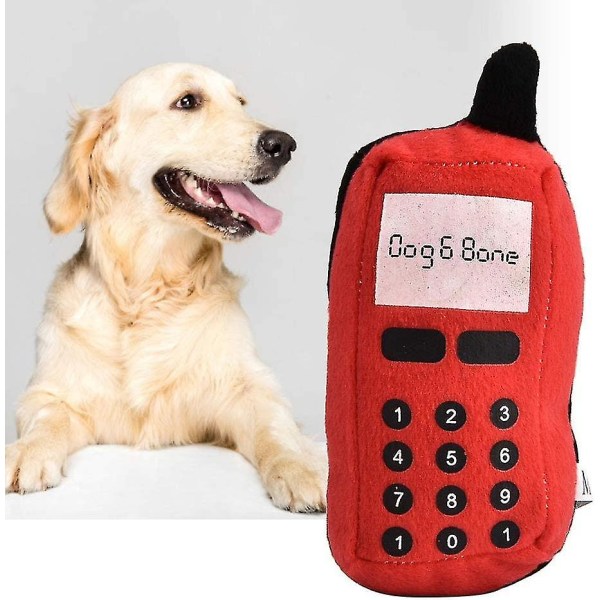 Tuggleksak för husdjur, plysch mobiltelefon Hundar Katter sonderande tuggleksak Interaktiv hundtuggleksak tårbeständig (röd)