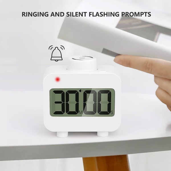 2-pack roterande ljudlös timer för barn och vuxna, timers för matlagning, studier, träning, badrum, produktivitetsverktyg för tidshantering, digital kökstimer