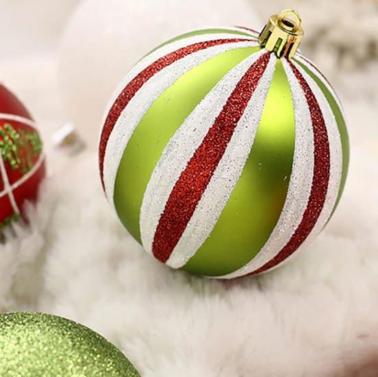 Julkulor 8 cm – Set om 16 – Julkulor i plast – Röd & grön & vit Rood & wit XXS