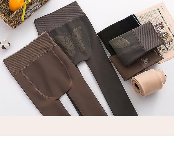 Dam Magic Extra Tjock Varm Vinter Dubbelfodrad Stretch Thermal Fleece TightsSvarta