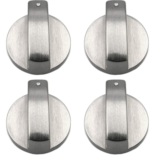 Gasspisknoppar, 4 stycken, metall, 6 mm, silverfärgade, justeringsknoppar för gasspis