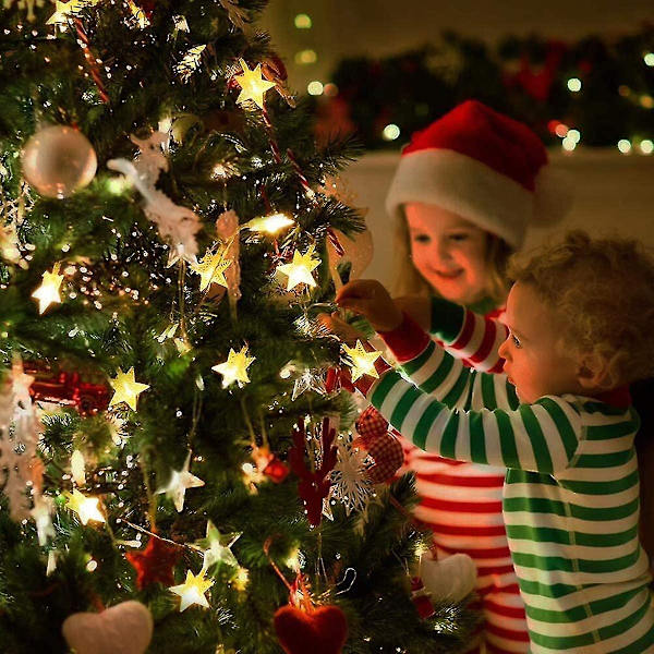 6m 40 LED Lys 8 Tilstande Stjernelys Til Julepynt (Varmt Hvidt)