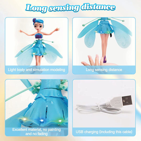 Sensing Flying Fairy Toy, USB Sky Dancer blå