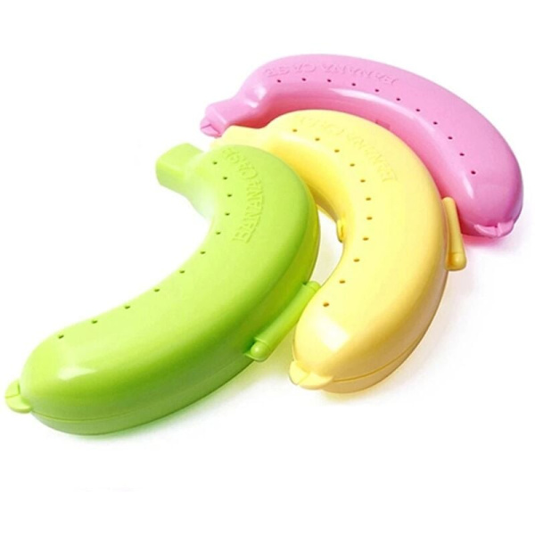3-pack bananlåda skyddande låda behållare utomhus resebanan förvaringslåda barn utomhus lunch söt frukt förvaringslåda stativ