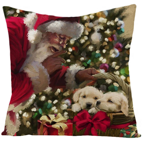 Jul-kuddfodral i bomullslinne för soffa, bil, hem, midja, 45*45