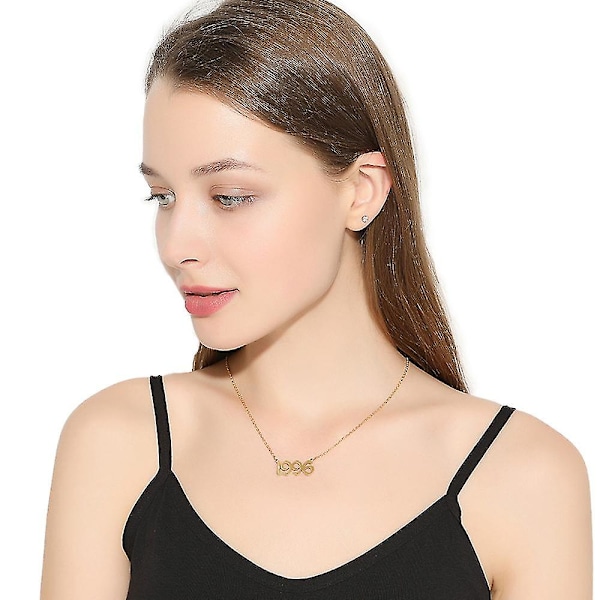 Halsband med födelseår, 18k guldpläterat halsband med födelseår, smycke - 26 (2000)