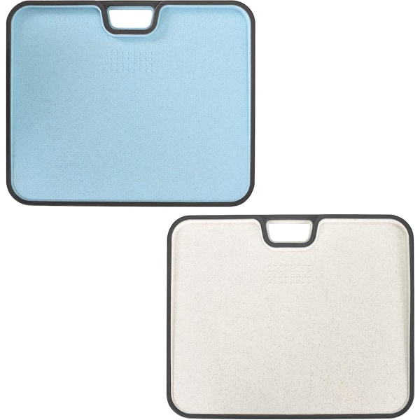 2-pack med stora, vändbara skärbrädor i plast, halkfria, BPA-fria (34 x 28 x 1,8 cm)