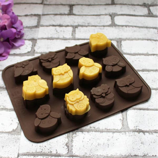 Choklad, cupcakes, muffins, pudding silikon bakformar - Djurserie (uggla)