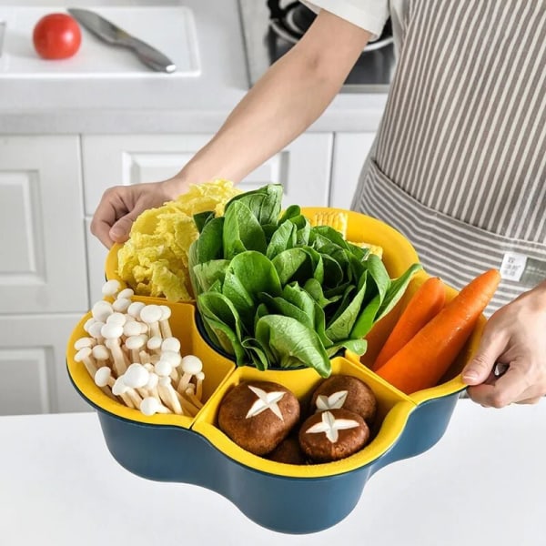 Multifunctional rotating drain basket filter vegetable basket hot pot tray storage fruit snack tray kitchen storage box