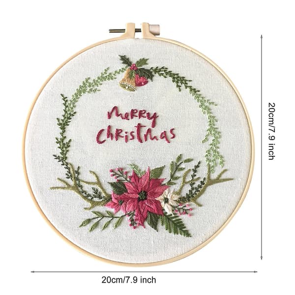 Heltäckande Broderi Korsstygn Präglad Julduk Present Blommig Set