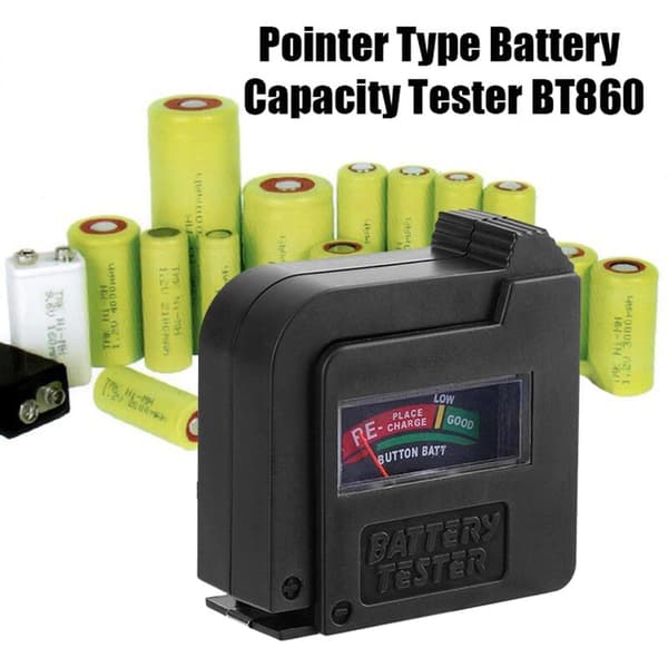 BT860 Bærbar, let, universel batterispændingstester til 1,5V/AA/AAA/9V knapcellebatterier