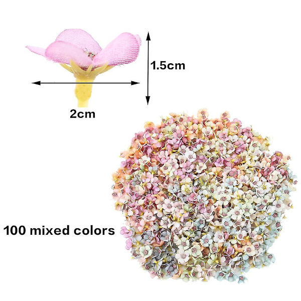 100 st konstgjorda prästkragarblommor i flera färger, små sidenprästkragar, minikonstgjorda blommor för gör-det-själv-kransar och presenter