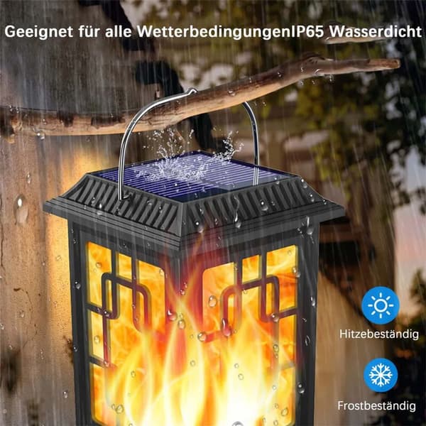 Udendørs solcellelanterner, solcellelys med realistisk flammeeffekt, IP65 vandtæt
