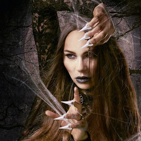 10 stycken Halloween-kostymklor Falska nagelringar Retro fingerklor Fingertopp nagelkonstdekoration