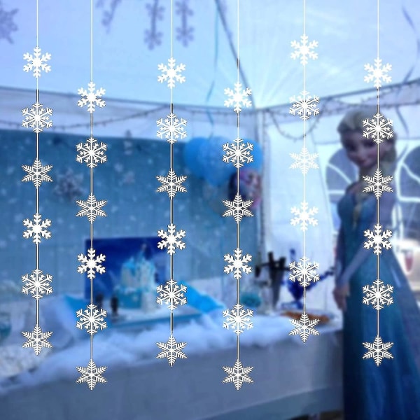12 st snöflingor hängande dekorationer Frozen födelsedagsfesttillbehör vinterunderland