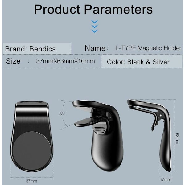 Portabel magnetisk telefonhållare, portabel 360° roterande telefonhållare för iPhone XS/8 plus/Galaxy s10 etc. (Silver [l Stander])