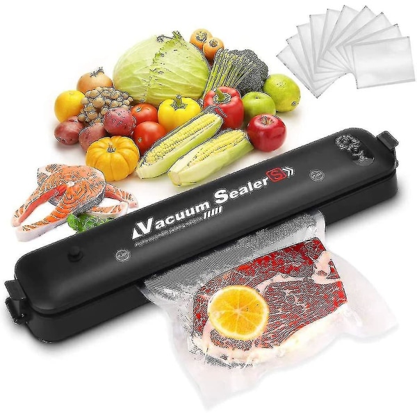 Automatisk vakuumförsegling, vakuumslangfilmtätningsanordning, förbli vakuumförseglad för mat Kött Håll dig grönsaker, upp till 10x längre färsk - med 15 vakuumpåsar