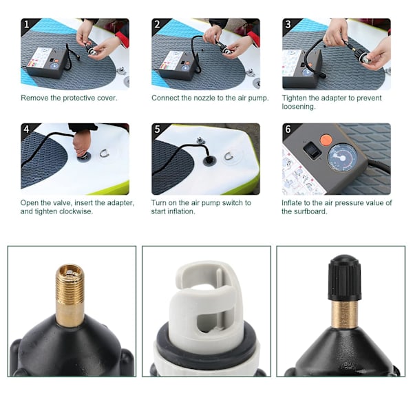 2 SUP Pump Valve Adapter Med Munstycke, Luftventilomvandlare För Uppblåsbar Båt, Stand Up Paddle Board Kajak