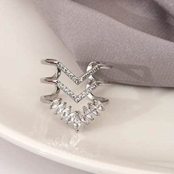 Guld 14k Guldpläterat Silver Rose Guld Små Justerbara Ringar-26（silver）