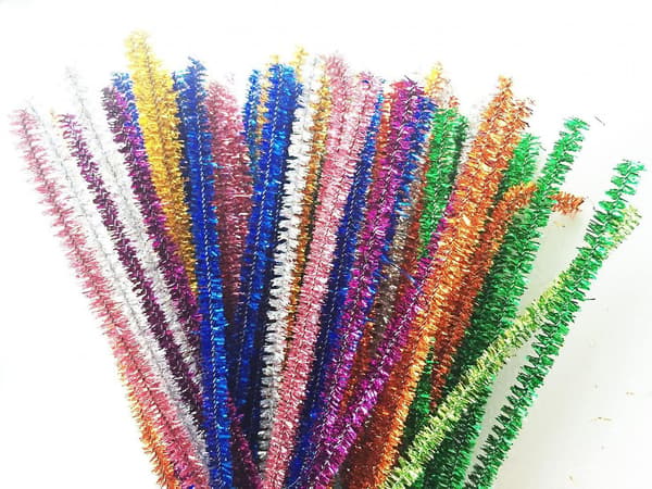 100 kpl 12 tuuman Glitter Tinsel Creative Arts Chenille Stems Putsauslangat (moniväriset)